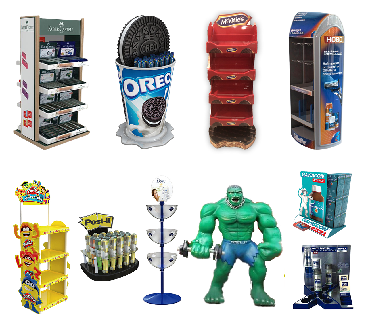 Wood / Metal / Plastic / Plexiglass / Polystyrene Displays